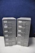 A PAIR OF METAL FILING CABINETS/DRAWS both with six drawers measuring width 28cm x depth 42cm x