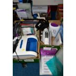 THREE BOXES OF CRAFTING MACHINES AND EQUIPMENT, comprising a Sizzix 'Big Shot' foldaway die