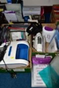 THREE BOXES OF CRAFTING MACHINES AND EQUIPMENT, comprising a Sizzix 'Big Shot' foldaway die