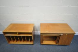 A MID CENTURY MCINTOSH TRISTOR TEAK MULTI FUCTIONAL COFFEE TABLE, with a swivel fold out top,