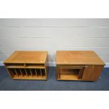 A MID CENTURY MCINTOSH TRISTOR TEAK MULTI FUCTIONAL COFFEE TABLE, with a swivel fold out top,