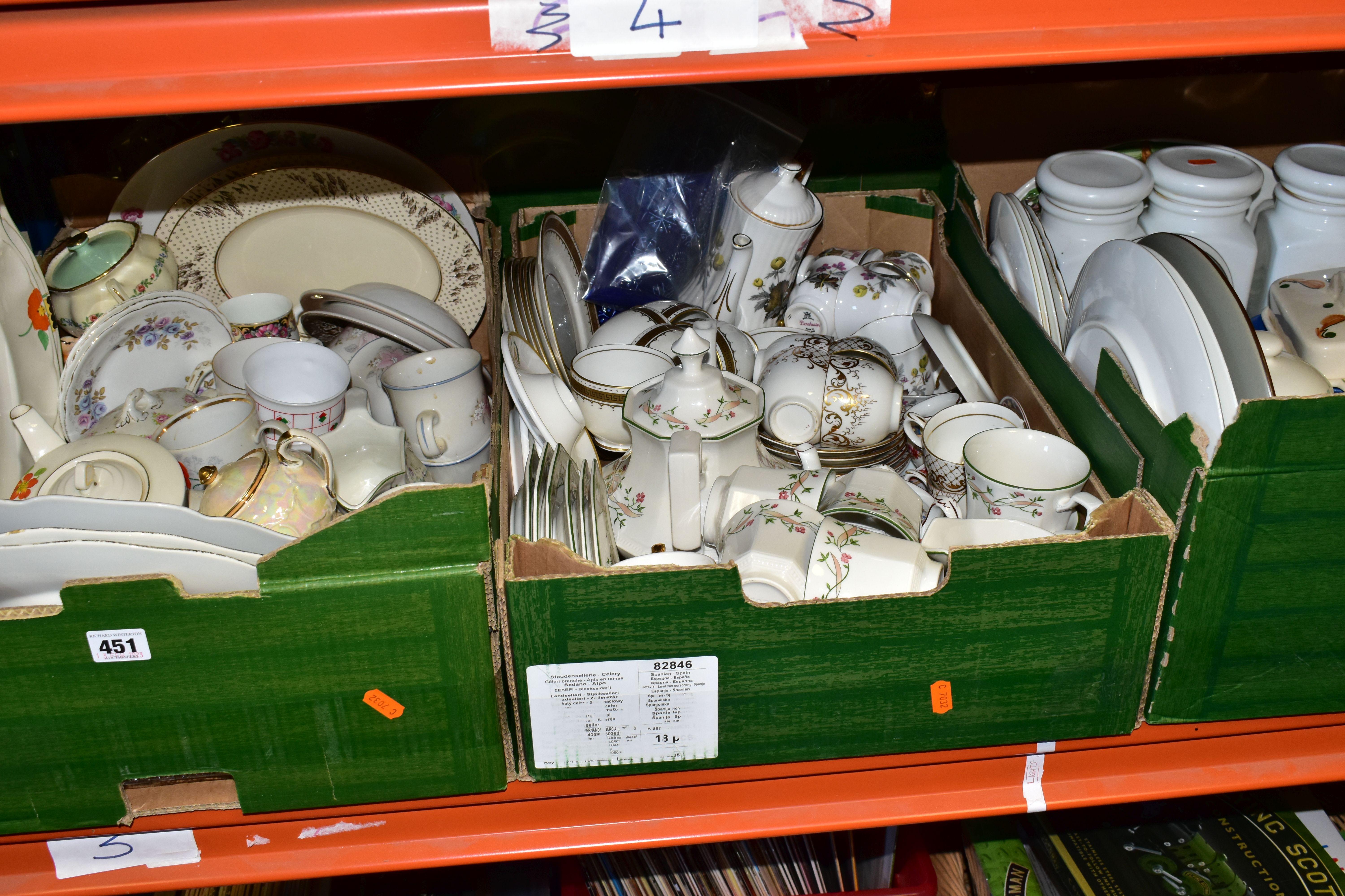 FIVE BOXES OF CERAMIC TEA AND DINNER WARES, to include two Royal Albert Lavender Rose dessert