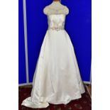 WEDDING DRESS, end of season stock clearance (may have slight marks) size 8, Ivory satin, satin