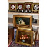 A QUANTITY OF FRAMED PAINTINGS AND PRINTS ETC, comprising a modern indistinctly signed floral