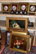 A QUANTITY OF FRAMED PAINTINGS AND PRINTS ETC, comprising a modern indistinctly signed floral
