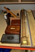 A VICTORIAN CASED ALKOHOLOMETER, made in Berlin Germany, three sets of Microid metric weights,