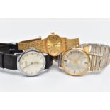 TWO GENT'S WRISTWATCHES AND A LADY'S 'TISSOT' WATCH, to include a gent's gold plated 'Rytima De