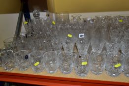 A QUANTITY OF CUT CRYSTAL, comprising three Edinburgh crystal whisky tumblers, Thomas Webb tumblers,