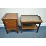 A 20TH CENTURY MAHOGANY TEA TROLLEY, with a separate glass tray, width 71cm x depth 46cm x height