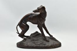 AFTER JEAN FRANCOIS THÉODORE GECHTER (FRENCH 1796-1844), a bronze model of a greyhound standing on
