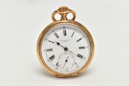 AN EARLY 20TH CENTURY 18CT YELLOW GOLD MANUAL WOUND OPEN FACE POCKET WATCH WITHIN A POCKET WATCH