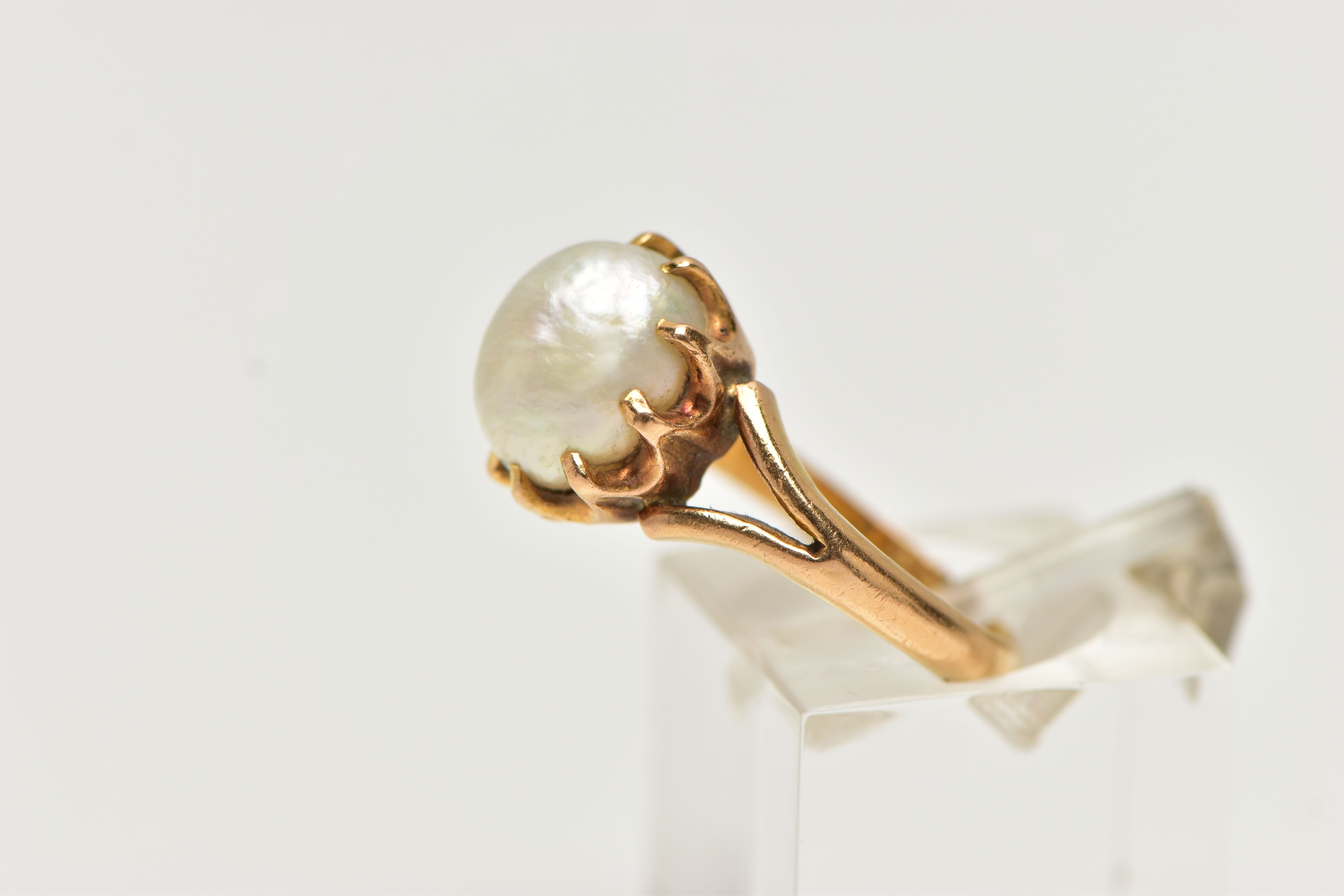 AN EARLY 20TH CENTURY PEARL RING, the pearl measuring approximately 10.2mm by 8.9mm (depth 8.8mm), - Image 2 of 5