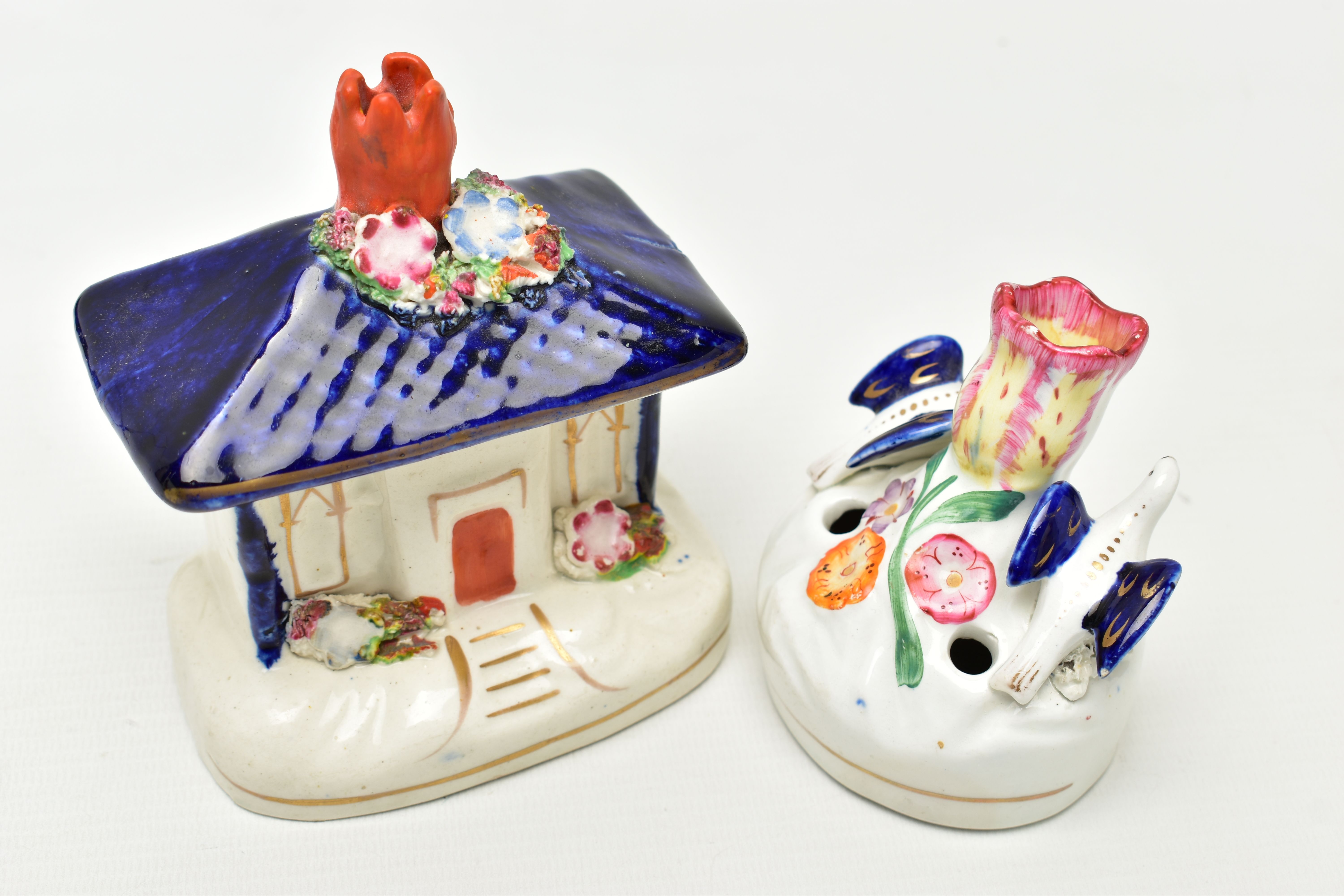 FIVE VICTORIAN STAFFORDSHIRE POTTERY FIGURES, ETC, comprising a windmill with boy and girl seated - Image 14 of 14