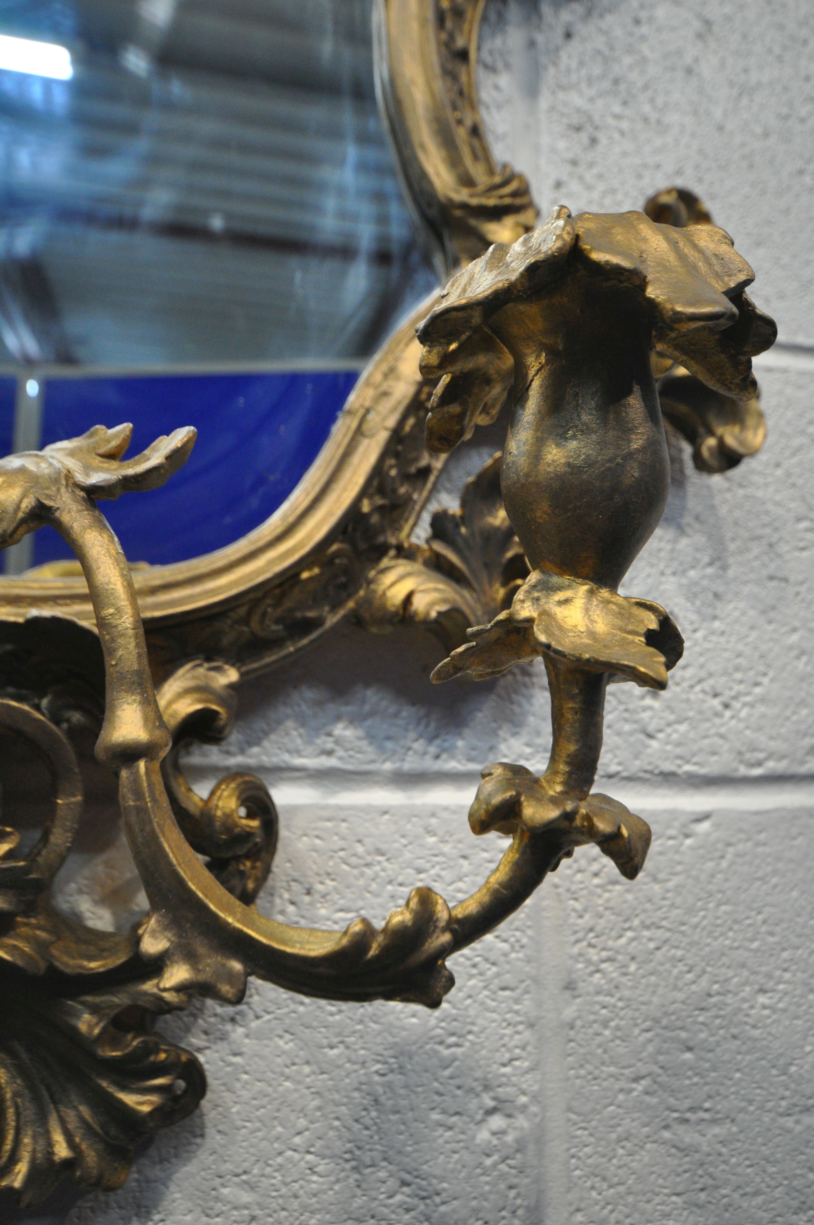 AN EARLY TO MID 20TH CENTURYCENTURY GILTWOOD GIRANDOLE, in the Rococo Revival style, shaped - Image 12 of 18