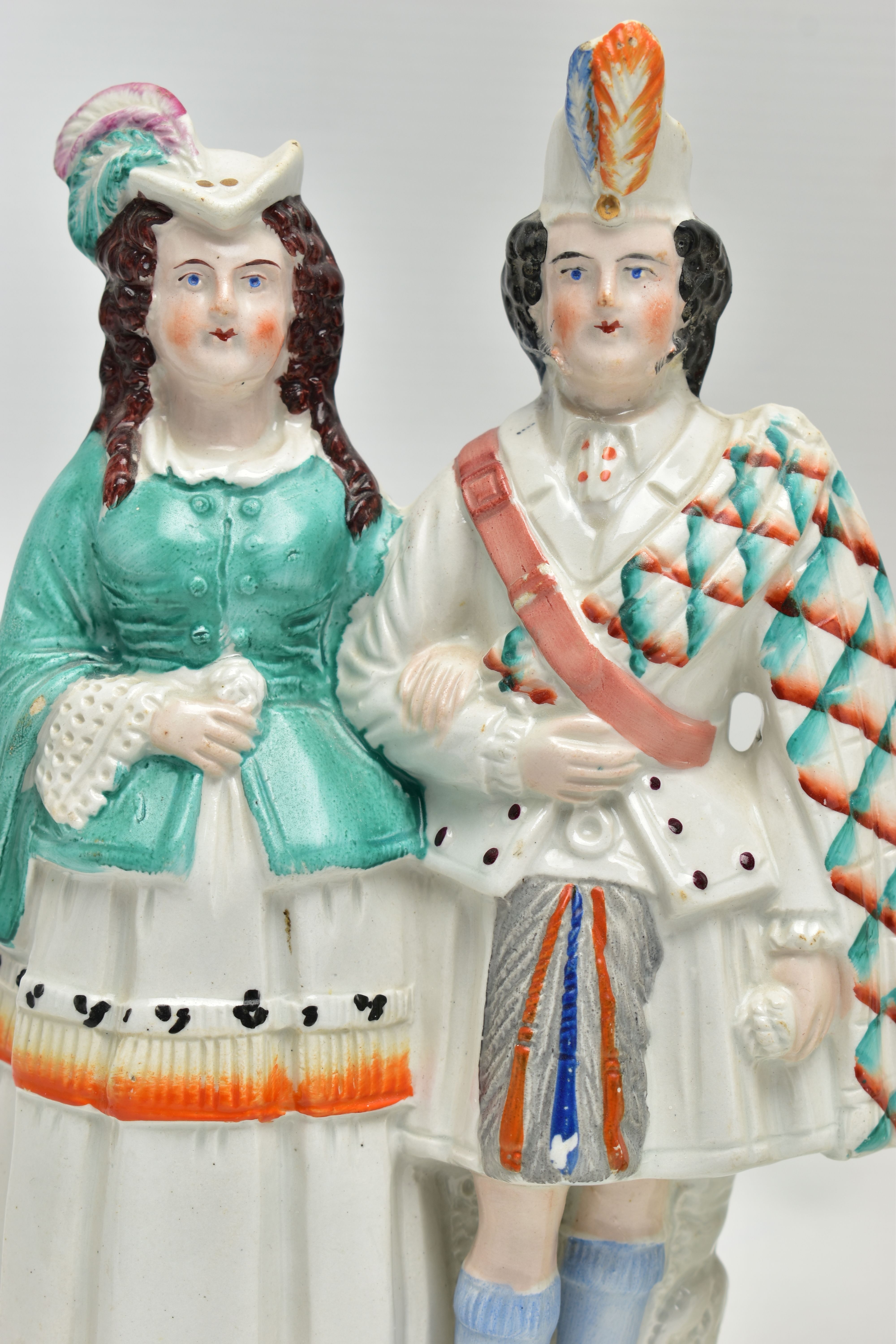 FIVE VICTORIAN STAFFORDSHIRE POTTERY FIGURE GROUPS OF COUPLES, comprising a harvest scene, height - Image 6 of 13
