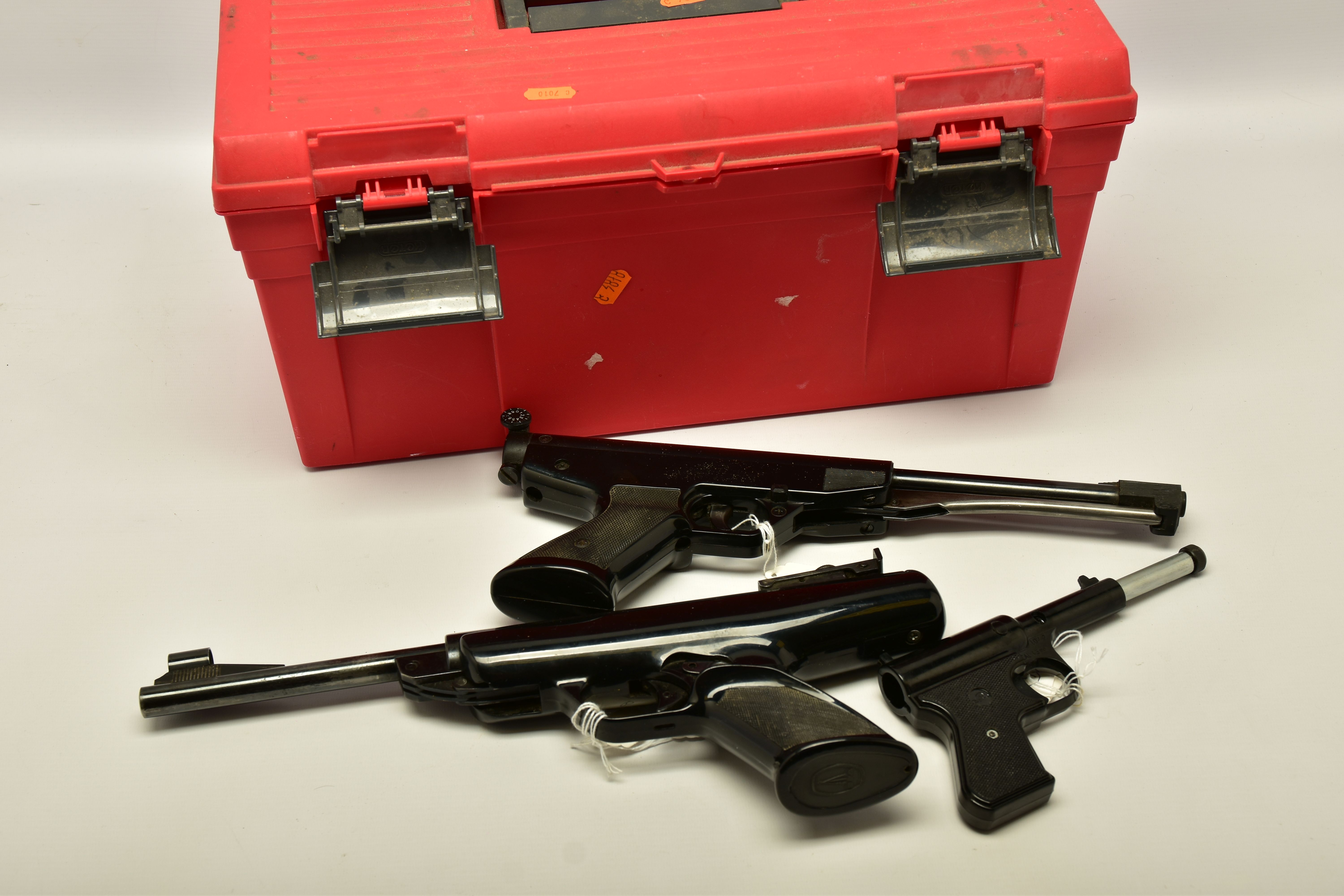 THREE AIR PISTOLS COMPRISING A .22'' B.S.A. SCORPION AIR PISTOL with defective action, serial number