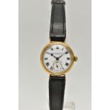 AN EARLY 20TH CENTURY 18CT YELLOW GOLD BIRCH AND GAYDON LTD MANUAL WIND WRISTWATCH, the white enamel