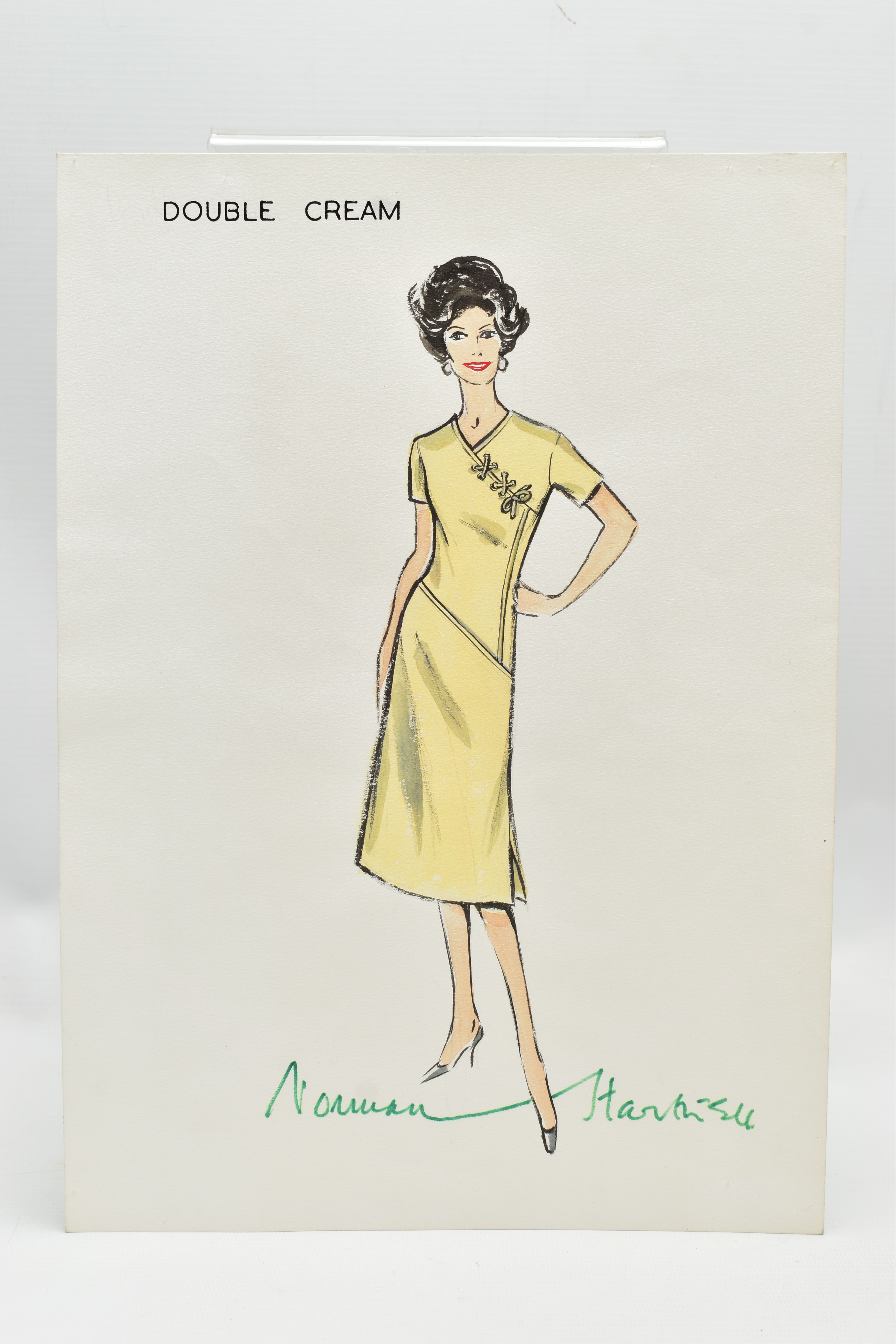 NORMAN HARTNELL (1901-1979) Four signed dress designs, two pencil and watercolours of floral full - Image 8 of 13