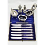 A PARCEL OF 20TH CENTURY SILVER, comprising a George V pepperette of baluster form, maker probably