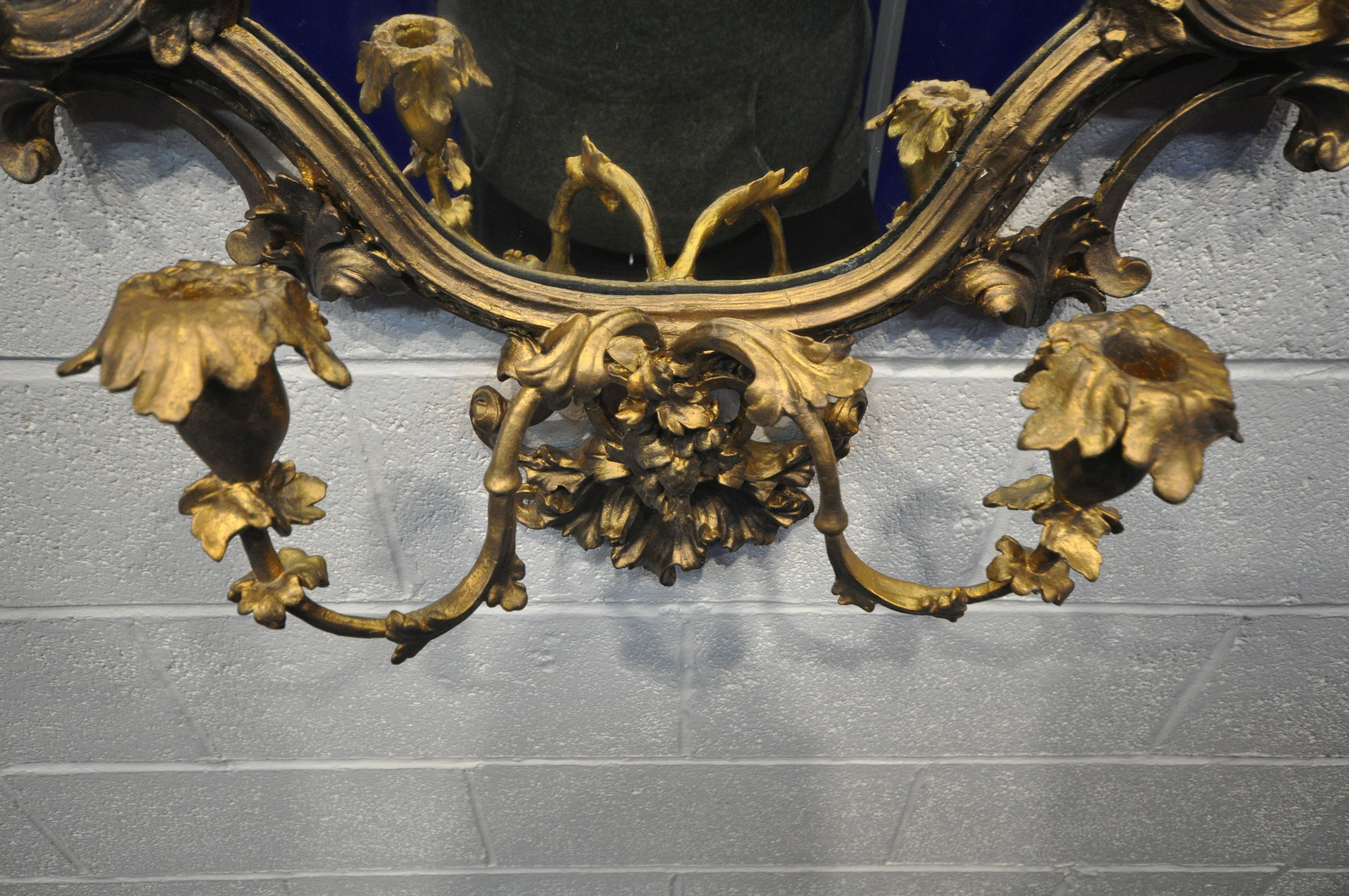 AN EARLY TO MID 20TH CENTURYCENTURY GILTWOOD GIRANDOLE, in the Rococo Revival style, shaped - Image 13 of 18