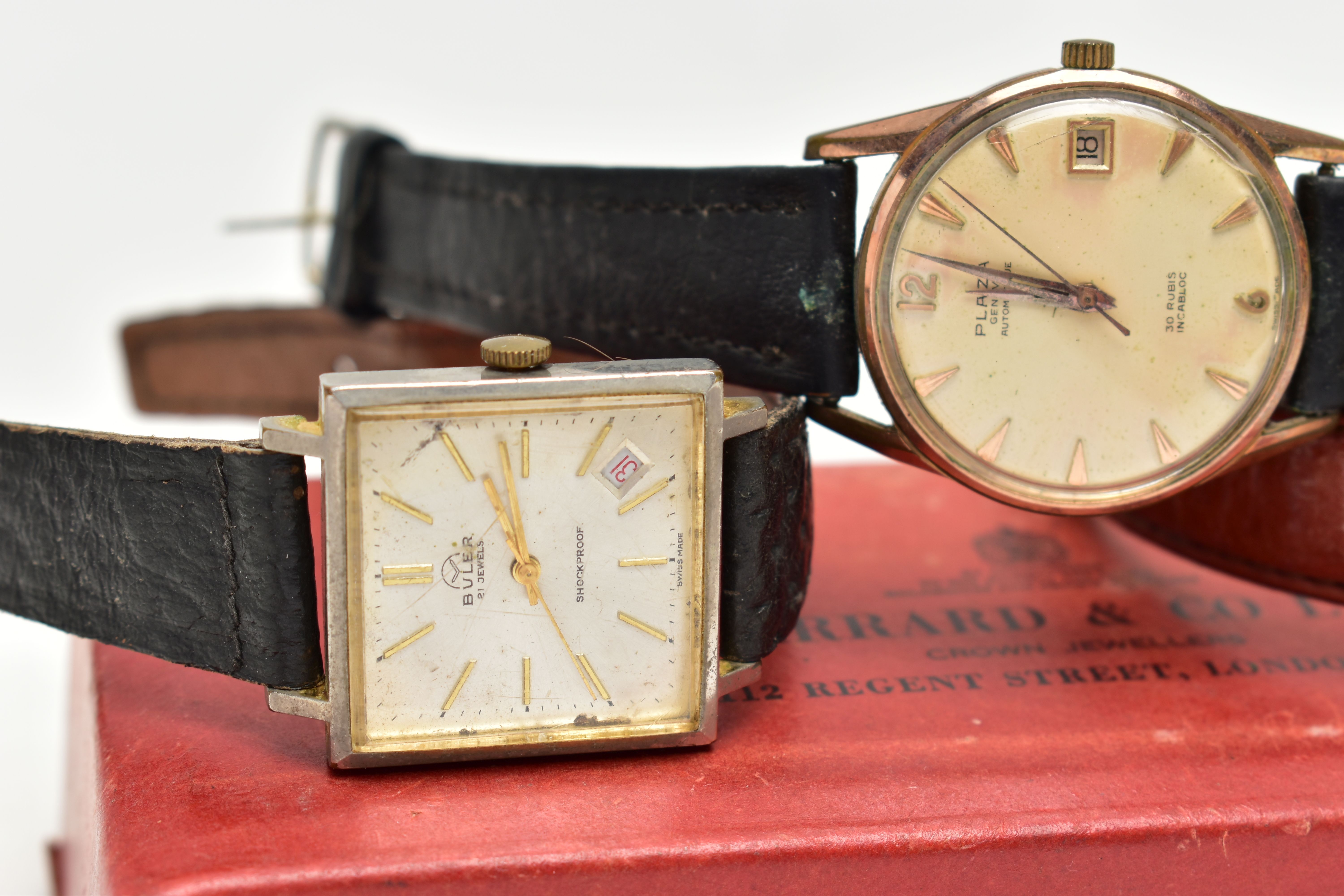 THREE WATCHES, to include a 1960s 9ct yellow gold manual wind GARRARD wristwatch, cream dial with - Image 2 of 12