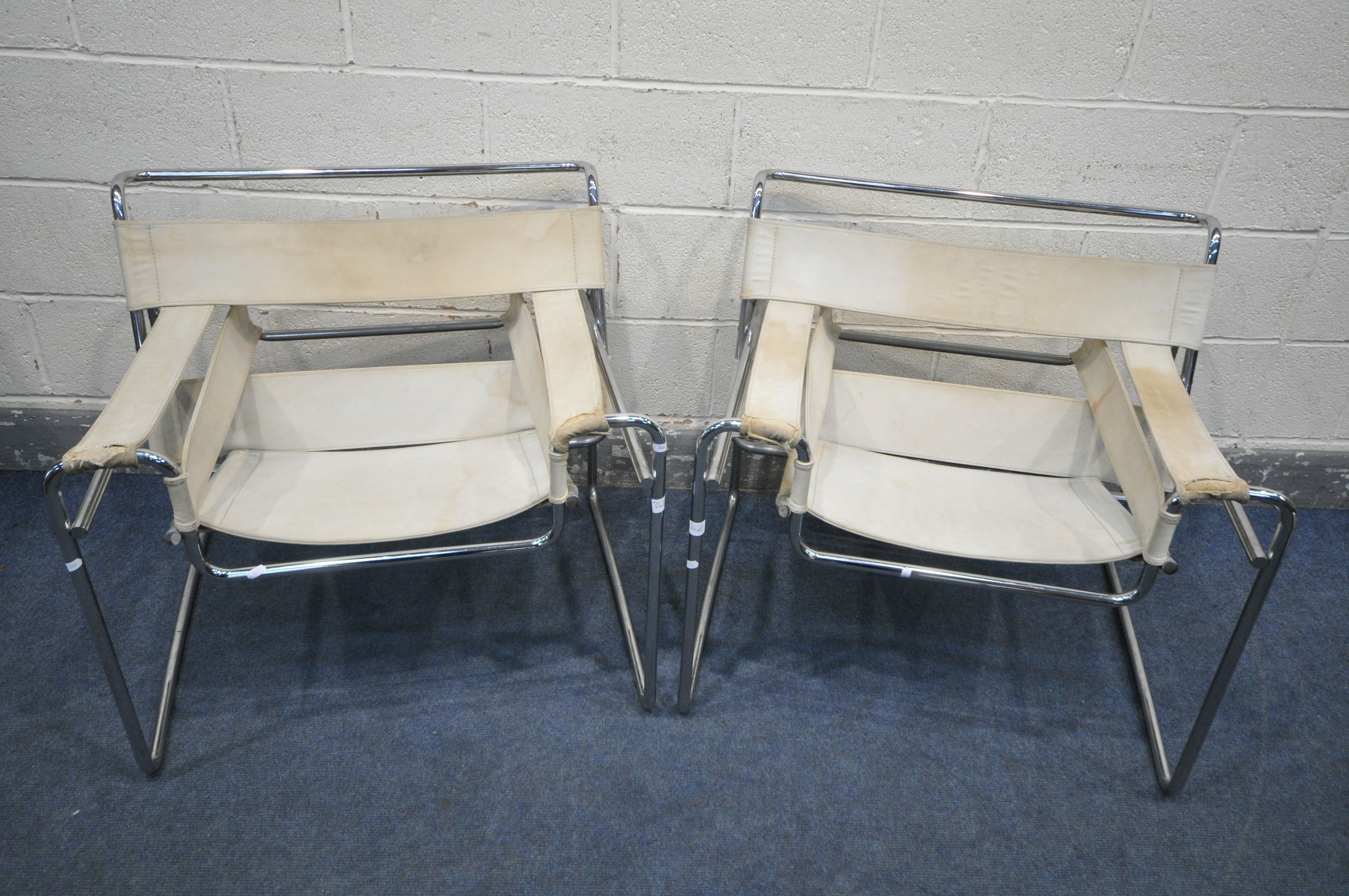 MARCEL BREUER BY GAVINA ITALY, A PAIR OF MID CENTURY B3 WASSILY CHAIRS, with a chrome and canvas