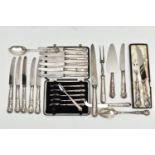 A COLLECTION OF ASSORTED VICTORIAN AND LATER KINGS PATTERN FLATWARE AND CUTLERY, comprising two