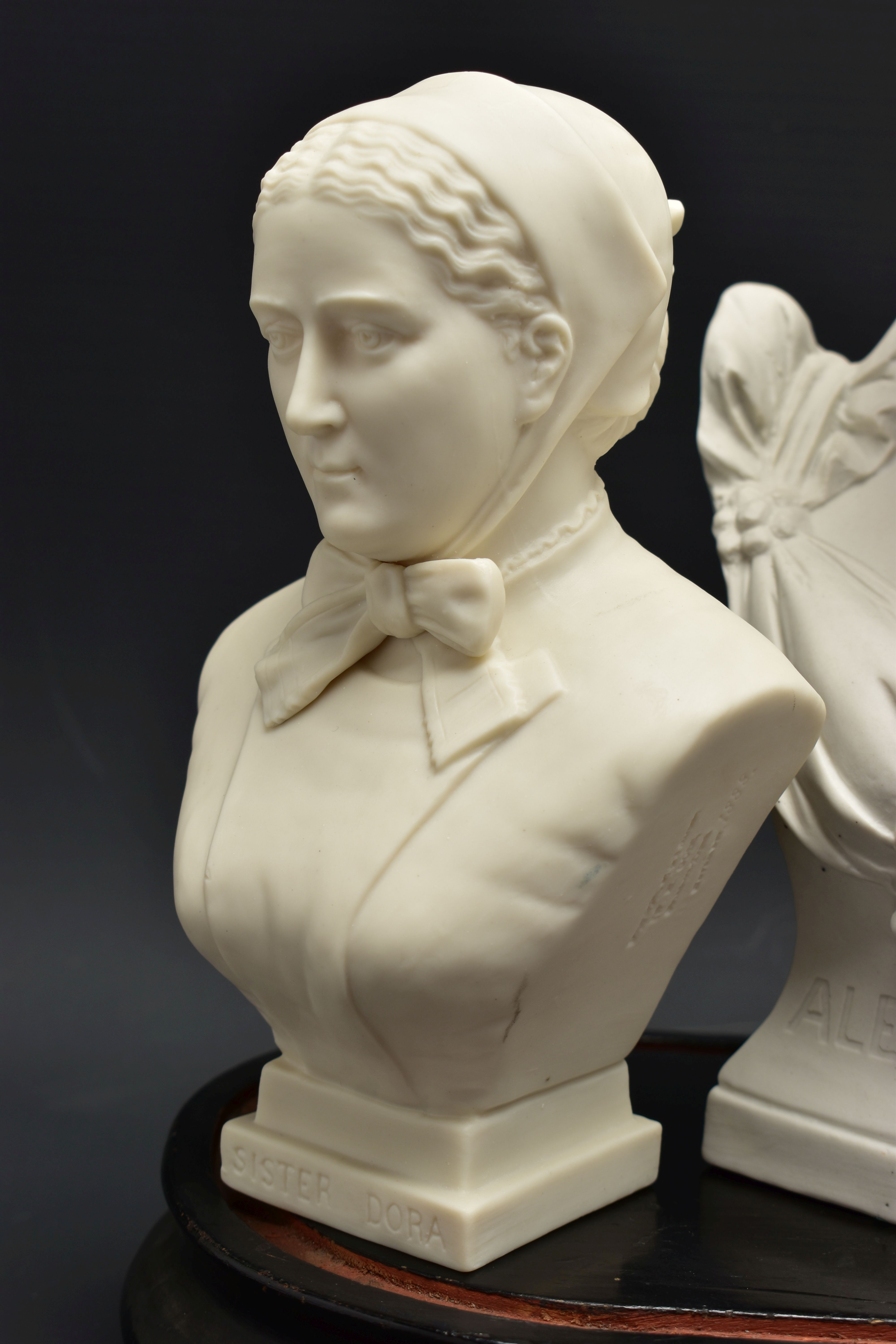 FOUR LATE 19TH AND EARLY 20TH CENTURY PARIAN AND BISQUE BUSTS, comprising a Goss 'Sister Dora', - Image 12 of 14