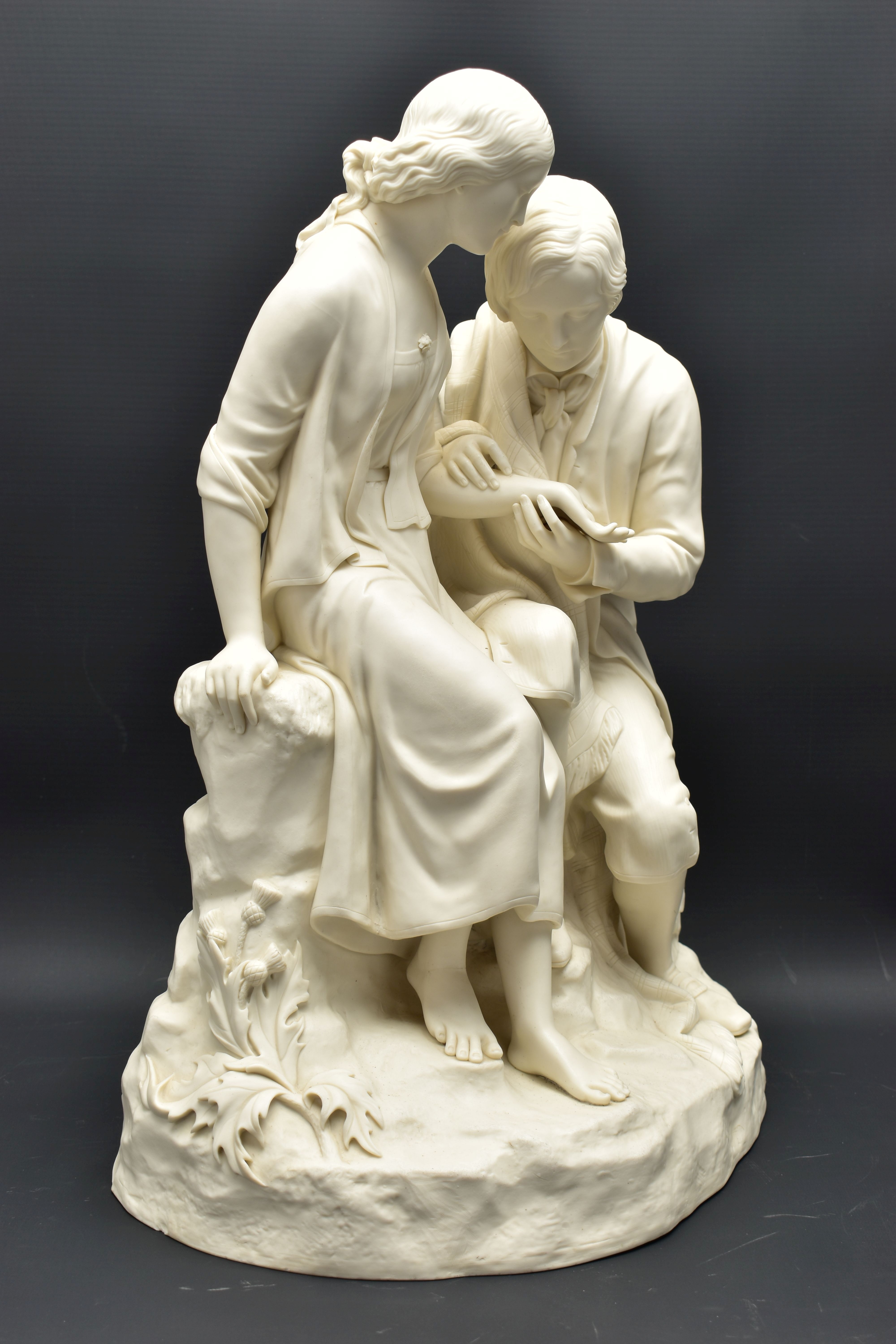 A 19TH CENTURY COPELAND PARIAN FIGURE GROUP OF BURNS AND HIGHLAND MARY, modelled as a couple - Image 5 of 15