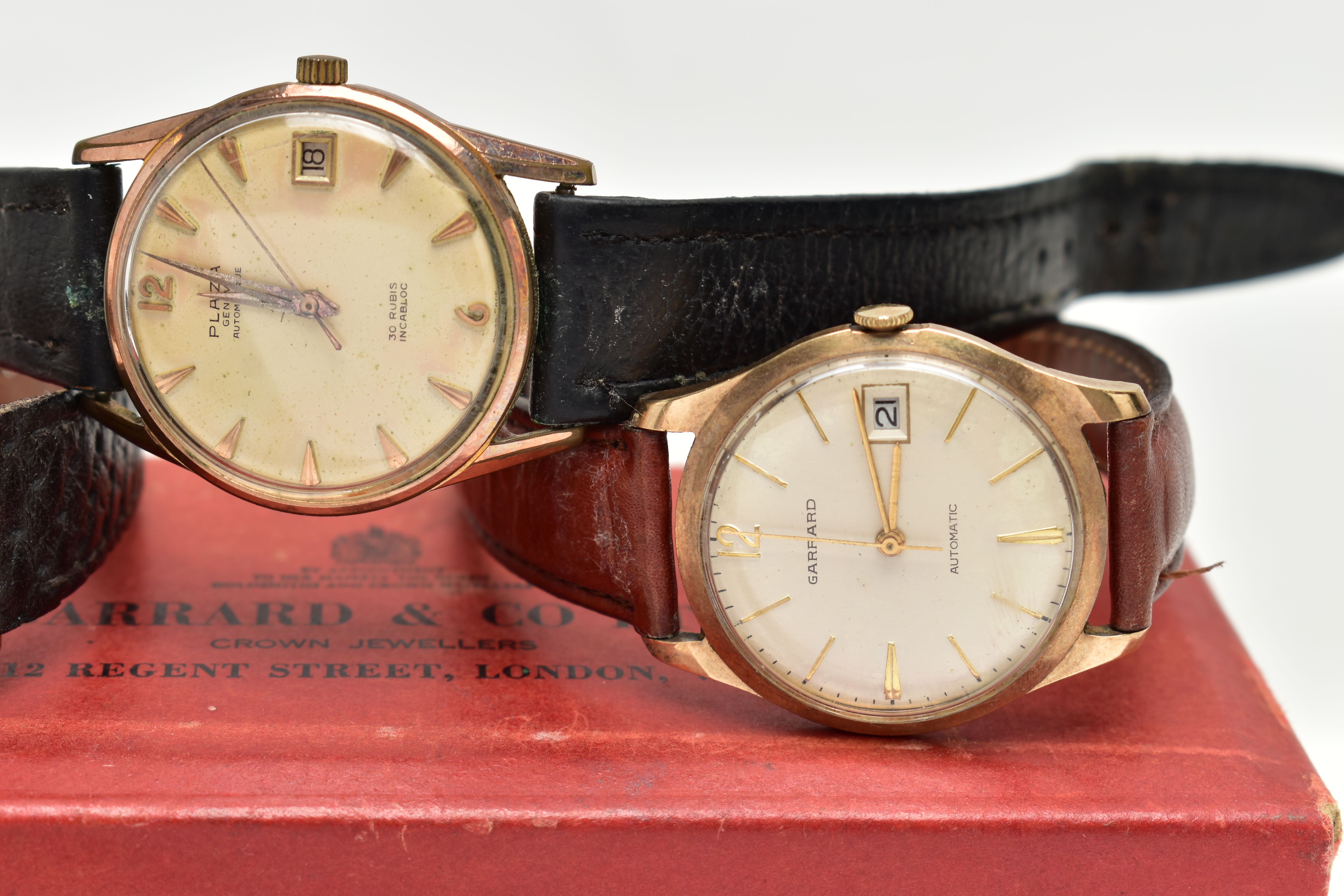 THREE WATCHES, to include a 1960s 9ct yellow gold manual wind GARRARD wristwatch, cream dial with - Image 3 of 12