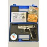 A .177'' WALTHER MODEL CP66 CO2 AIR PISTOL, serial number A8111542, in its original case with two