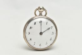 A MID VICTORIAN, KEY WOUND OPEN FACE QUARTER REPEATER POCKET WATCH, the white enamel dial with black