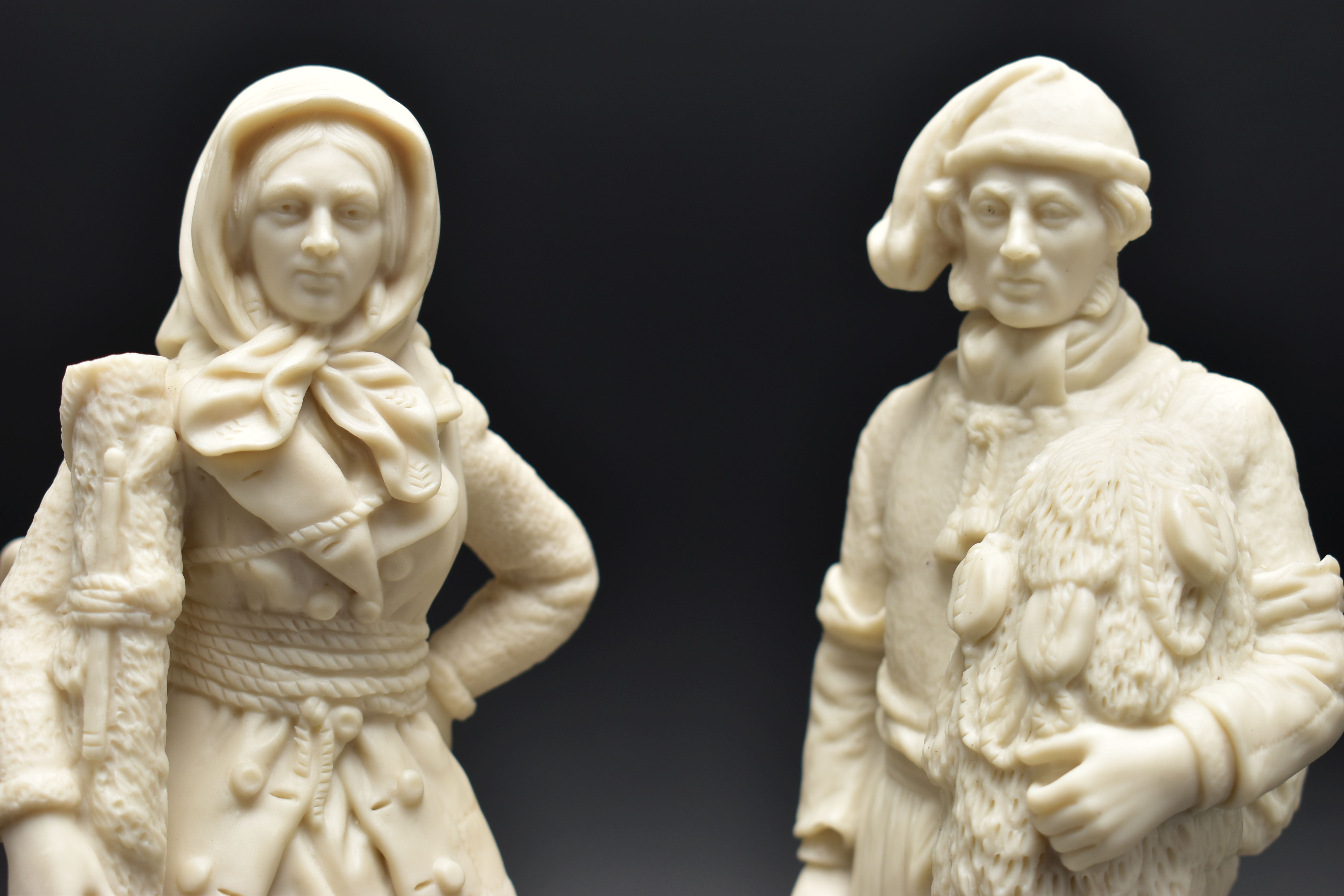 A PAIR OF 19TH CENTURY COPELAND PARIAN FIGURES OF A BOULOGNE FISHERMAN AND HIS COMPANION, modelled - Image 13 of 16