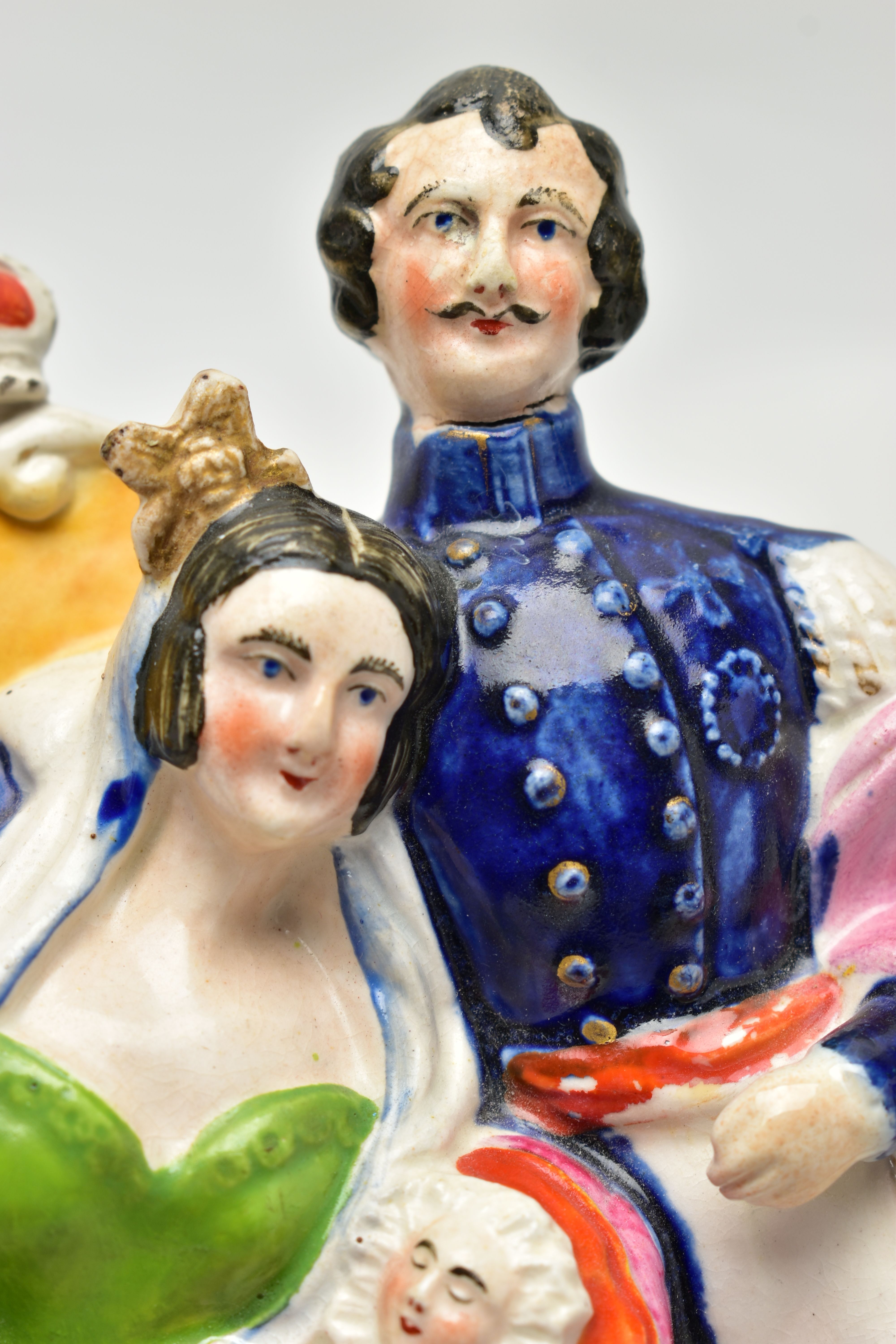 THREE VICTORIAN STAFFORDSHIRE POTTERY PORTRAIT FIGURES AND A SIMILAR JAR AND COVER, the figures - Image 18 of 18