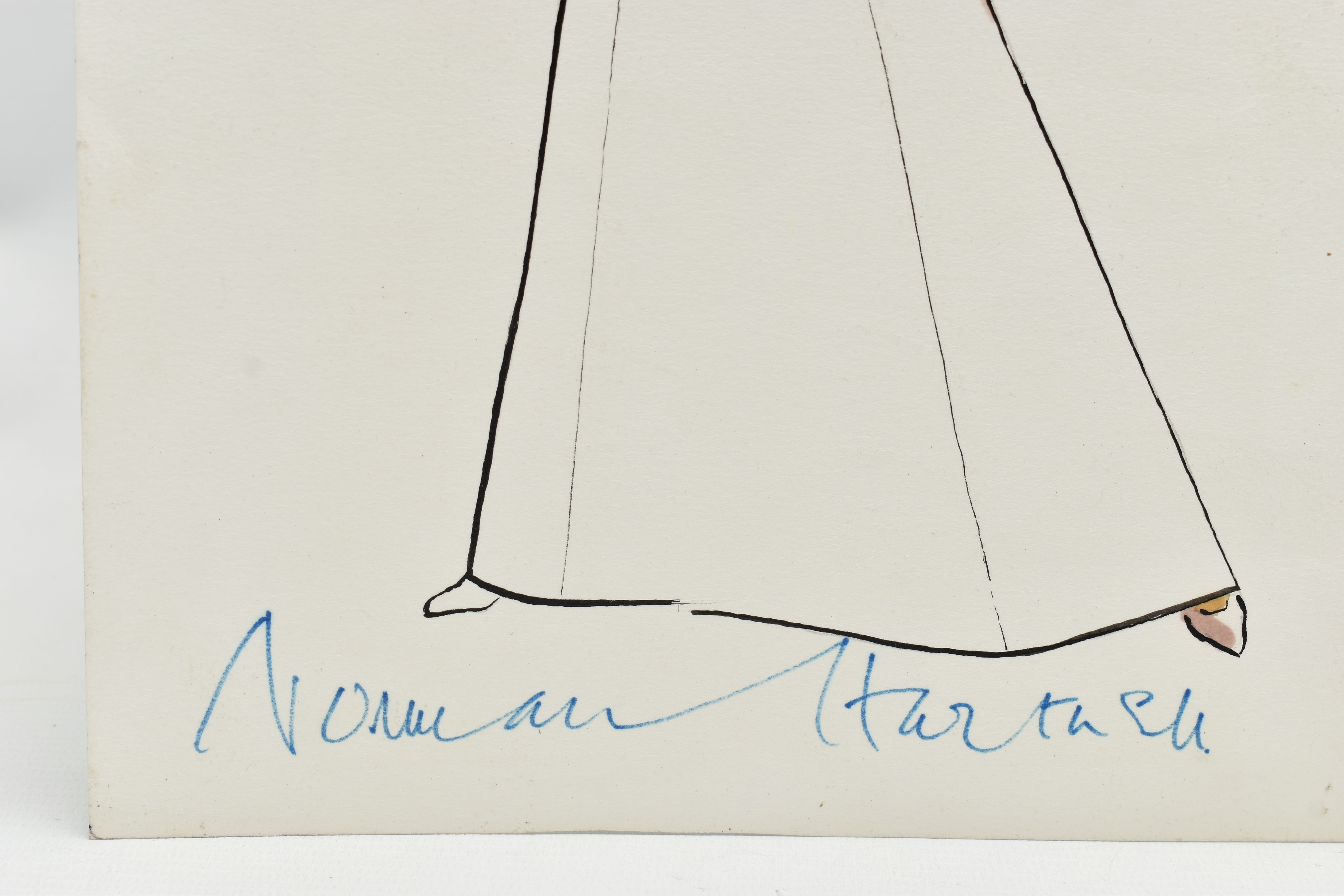 NORMAN HARTNELL (1901-1979) Four signed dress designs, two pencil and watercolours of floral full - Image 13 of 13