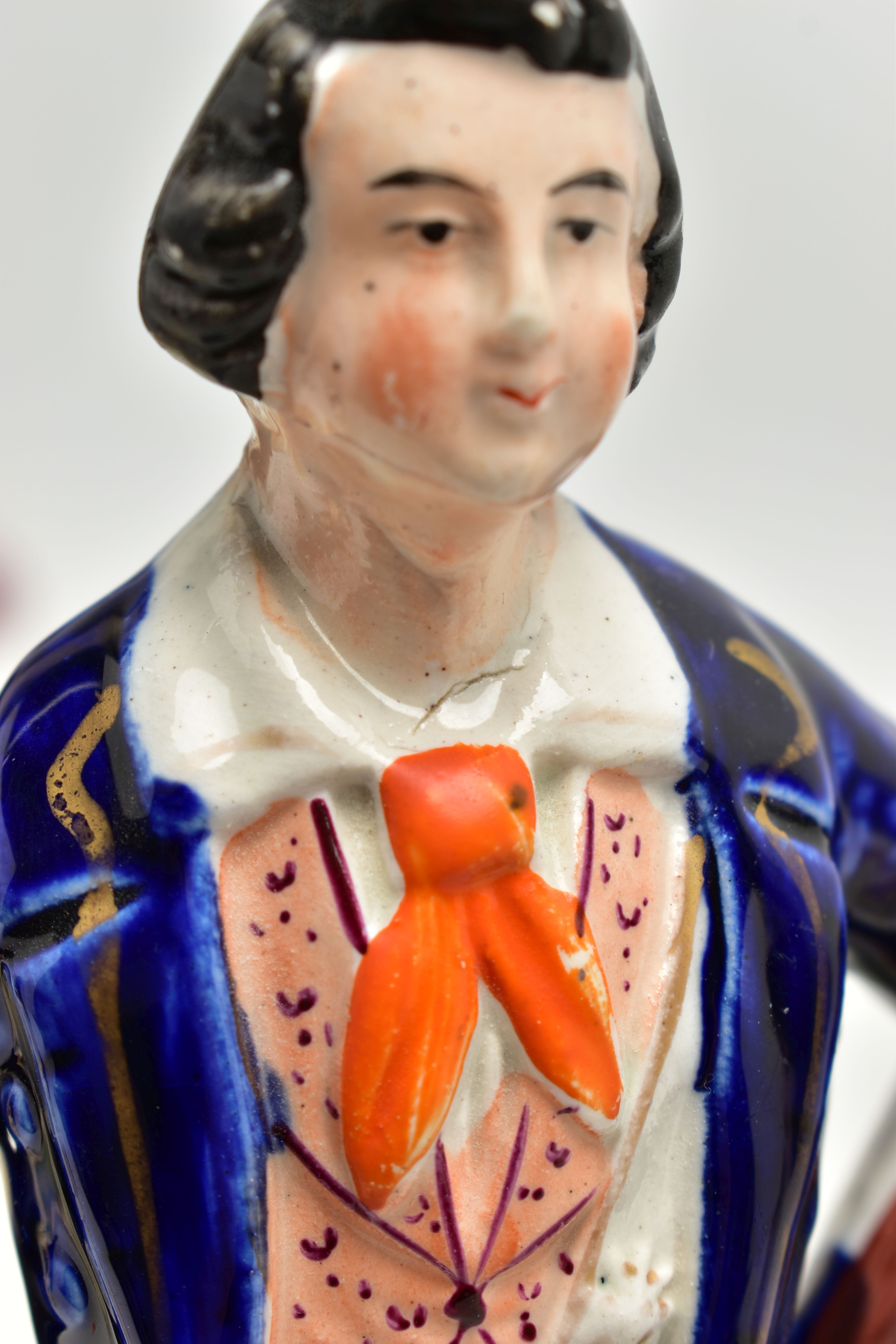 THREE VICTORIAN STAFFORDSHIRE POTTERY PORTRAIT FIGURES AND A SIMILAR JAR AND COVER, the figures - Image 16 of 18