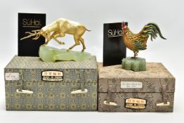 TWO BOXED SÚHAI CHINESE SILVER GILT LIMITED EDITION FIGURES, comprising the 'Ta Bia Mountain