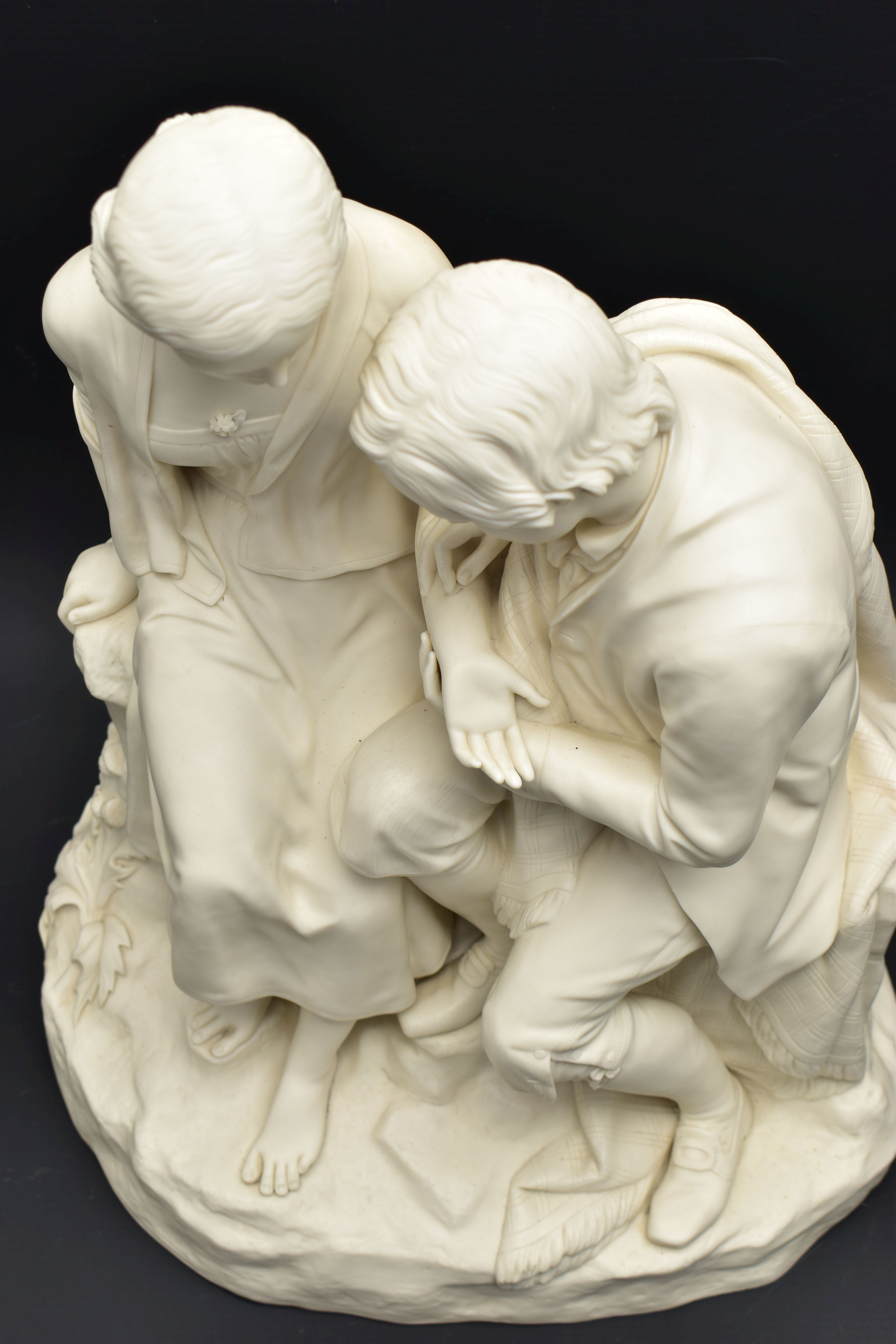 A 19TH CENTURY COPELAND PARIAN FIGURE GROUP OF BURNS AND HIGHLAND MARY, modelled as a couple - Image 12 of 15