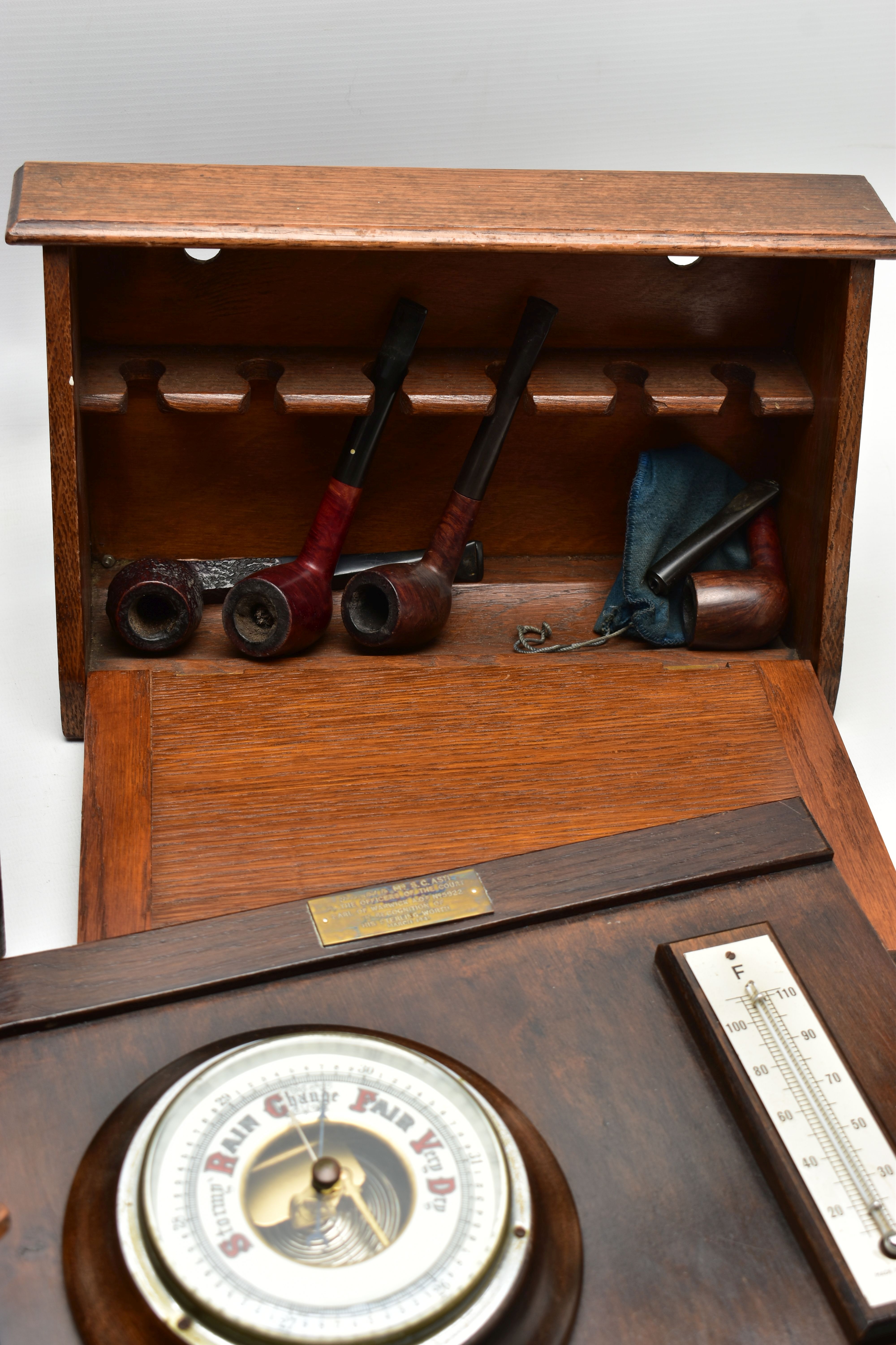 A GROUP OF FIVE 19TH AND 20TH CENTURY BOXES / BAROMETER, comprising a Napoleonic Prisoner of War - Image 6 of 13
