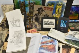 FROM THE STUDIO OF GRAHAM BENTON R.B.S.A (BRITISH 1934-2022) FOUR SKETCH PADS AND LOOSE SKETCHES