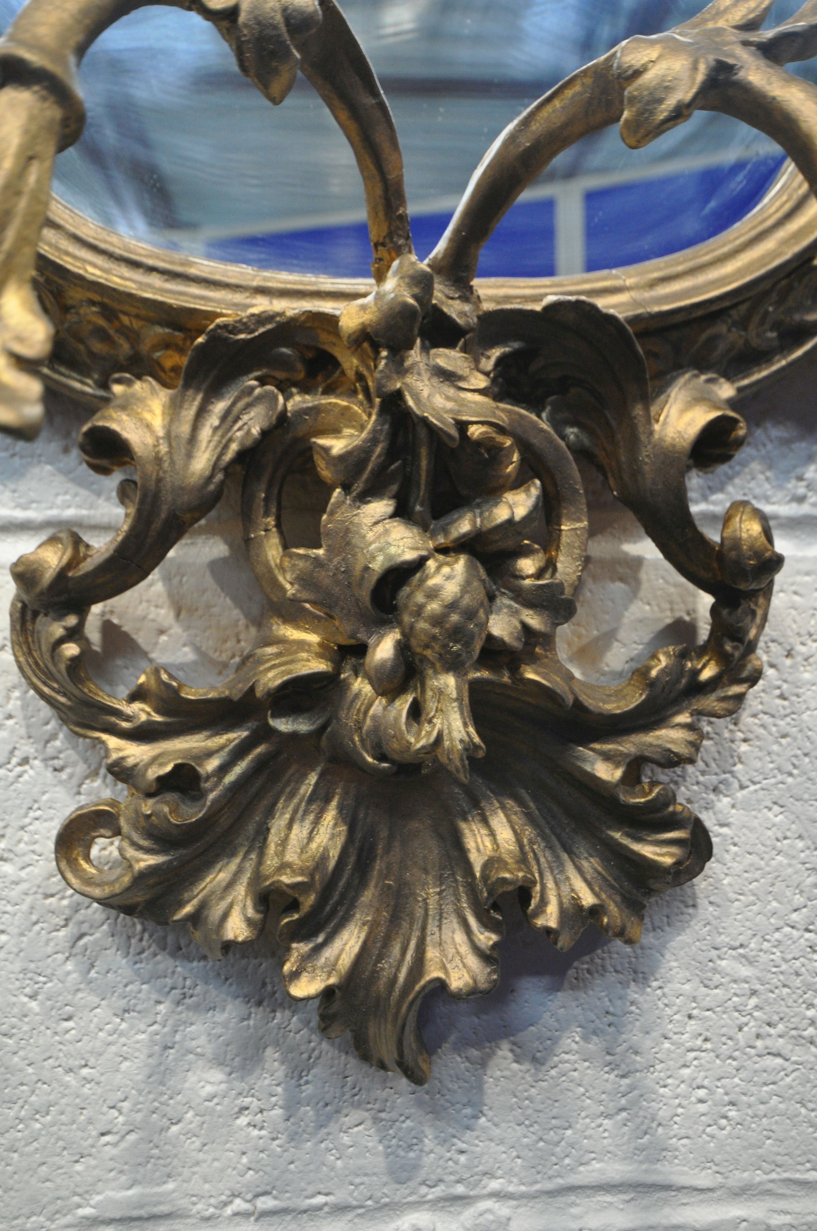 AN EARLY TO MID 20TH CENTURYCENTURY GILTWOOD GIRANDOLE, in the Rococo Revival style, shaped - Image 10 of 18