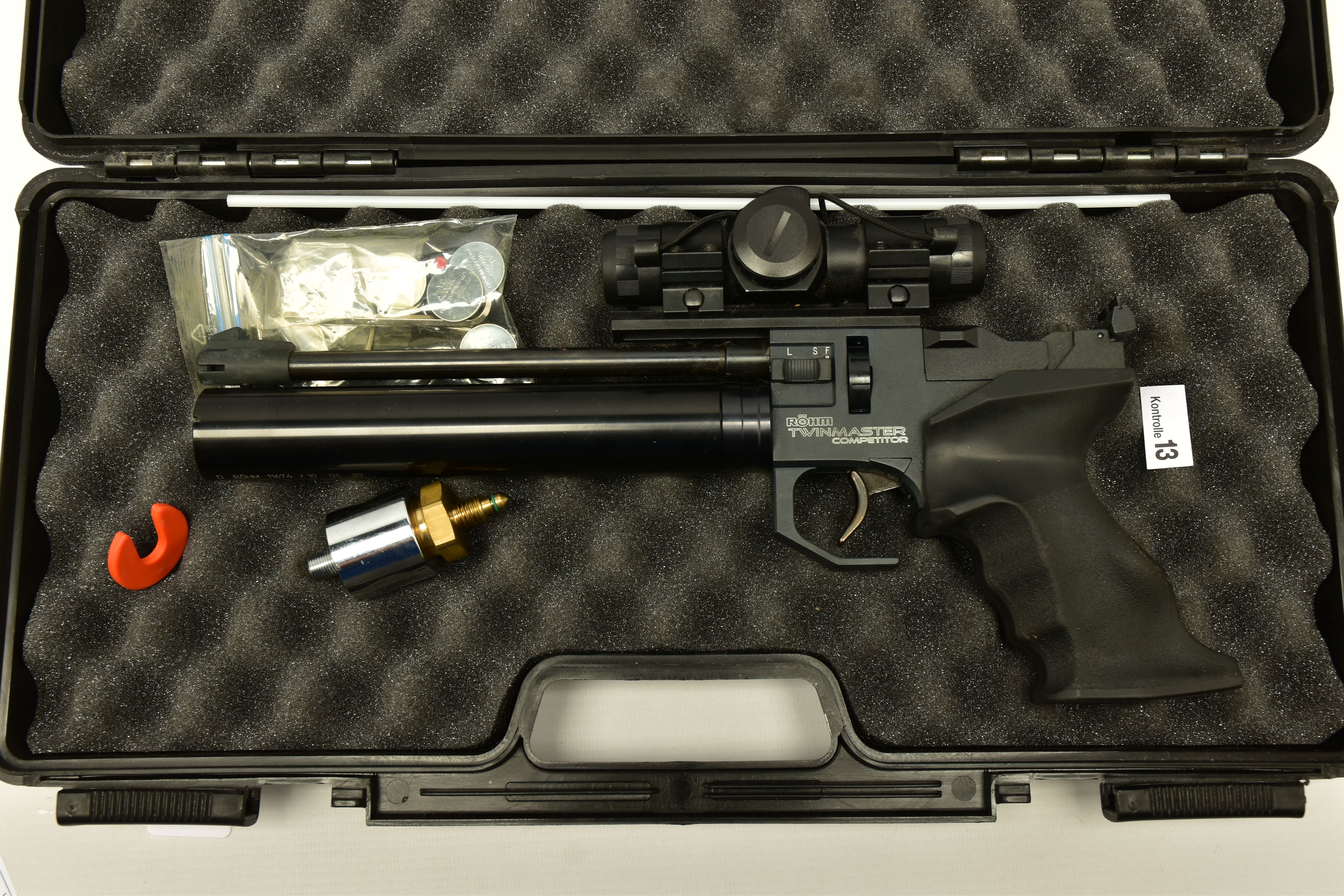 A .177'' CO2 HIGH QUALITY ROHM TWINMASTER COMPETITOR AIR PISTOL, serial number RU102101137 fitted