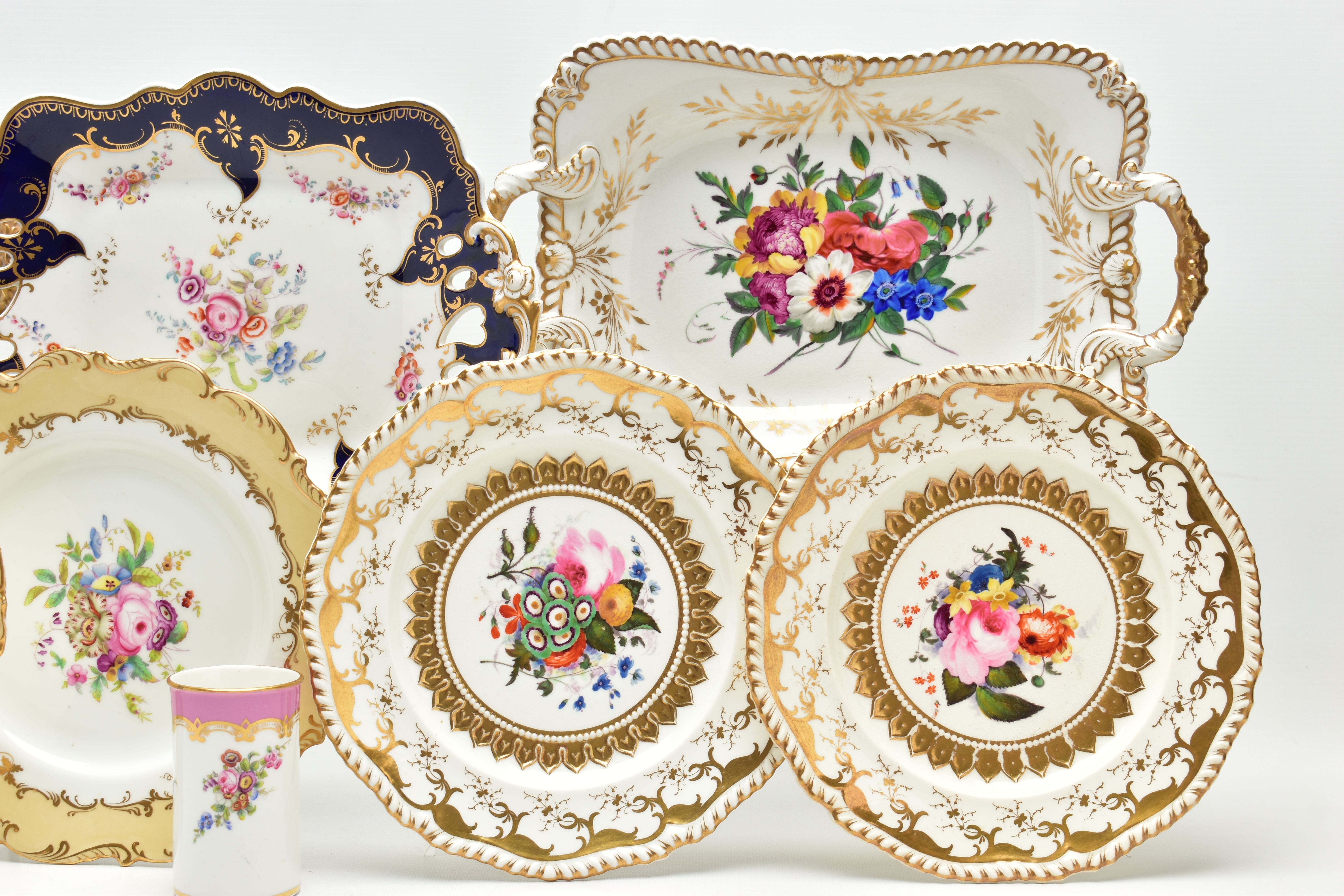 NINE PIECES OF MID TO LATE 19TH CENTURY BRITISH PORCELAIN, comprising a pair of Chamberlains twin - Image 2 of 17