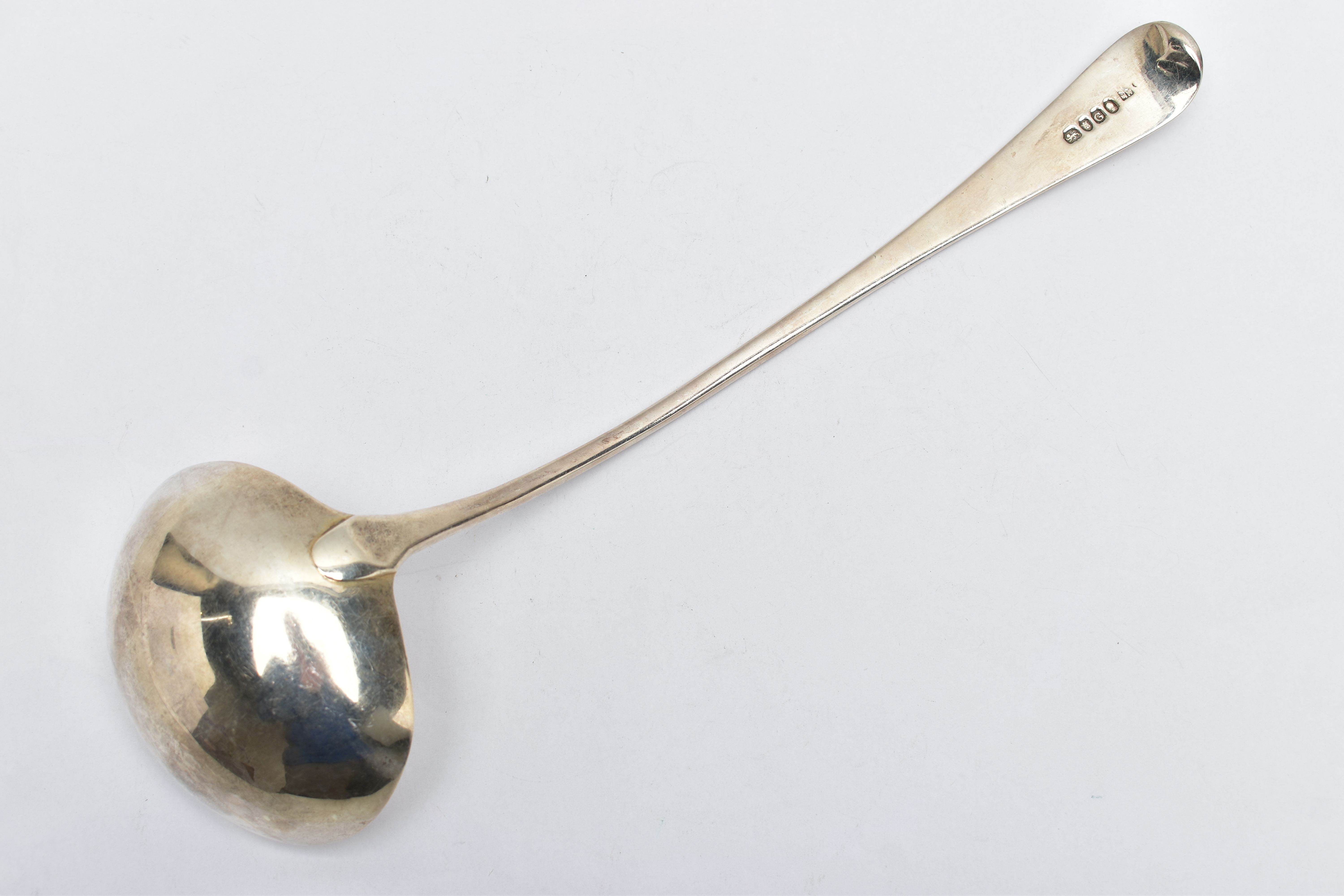 A GEORGE III SILVER OLD ENGLISH PATTERN SOUP LADLE, engraved initial 'N', maker's mark partially - Image 3 of 4