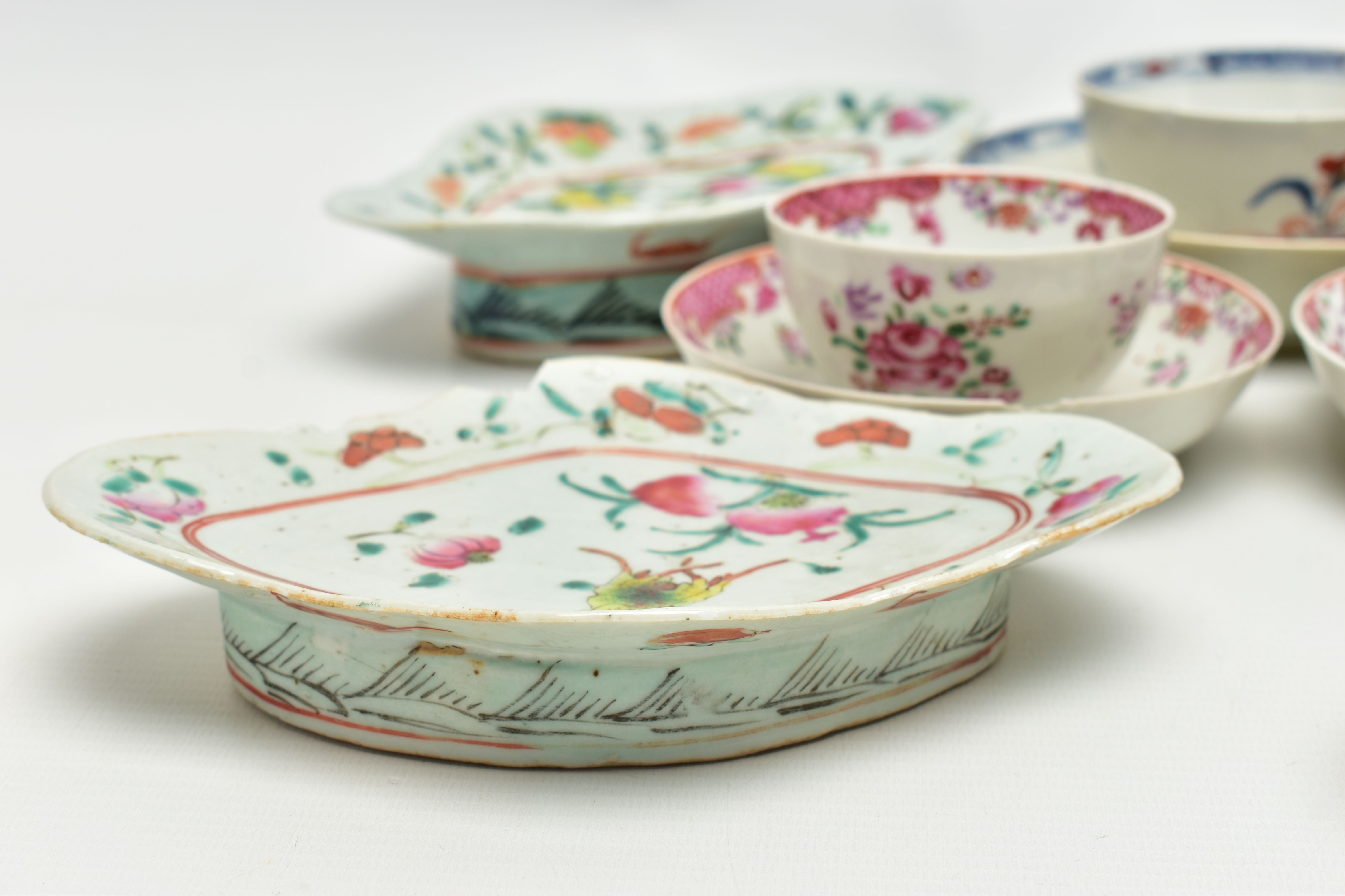 A COLLECTION OF LATE 18TH AND 19TH CENTURY CHINESE PORCELAIN, comprising four famille rose footed - Image 6 of 10
