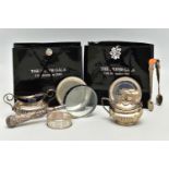 FOUR CASED SET OF 20TH CENTURY SILVER TEA, COFFEE AND FRUIT SPOONS, comprising a set of twelve