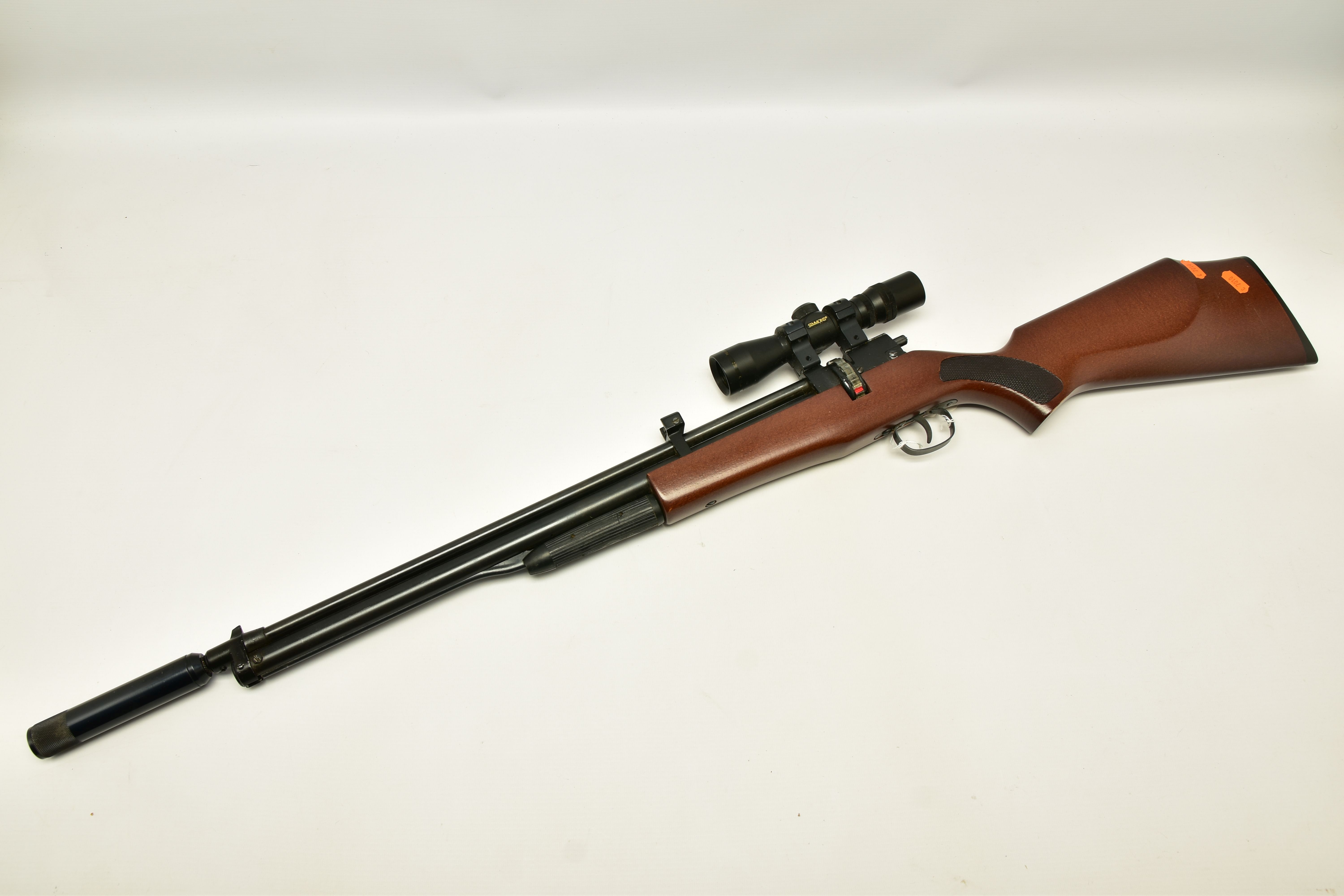 A .22 '' ROTARY MAGAZINE PUMP UP AIR RIFLE fitted with a beech stock, in working order and excellent - Image 6 of 9