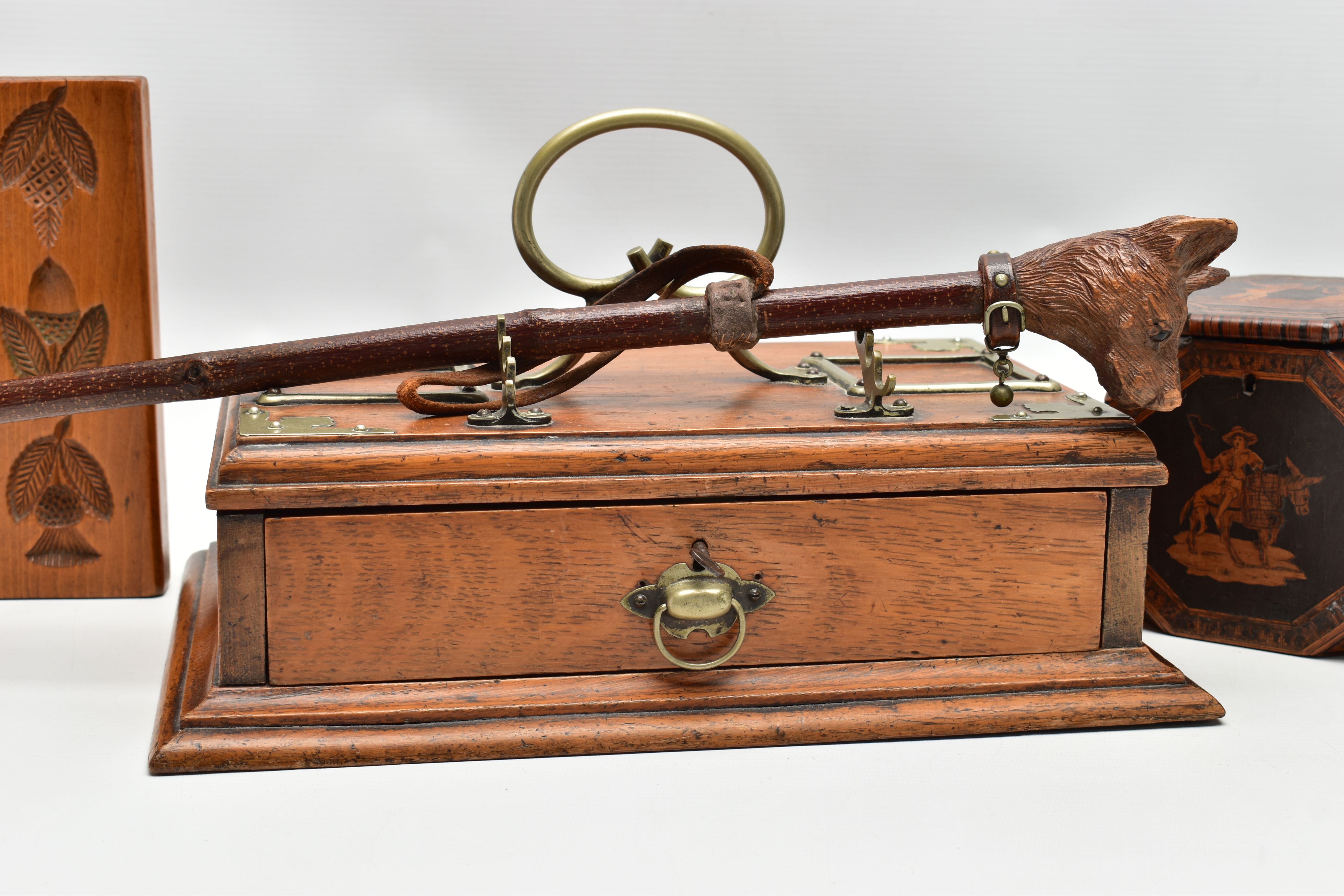 SIX ITEMS OF 19TH AND EARLY 20TH CENTURY TREEN, comprising an Edwardian oak desk stand with silver - Image 2 of 23