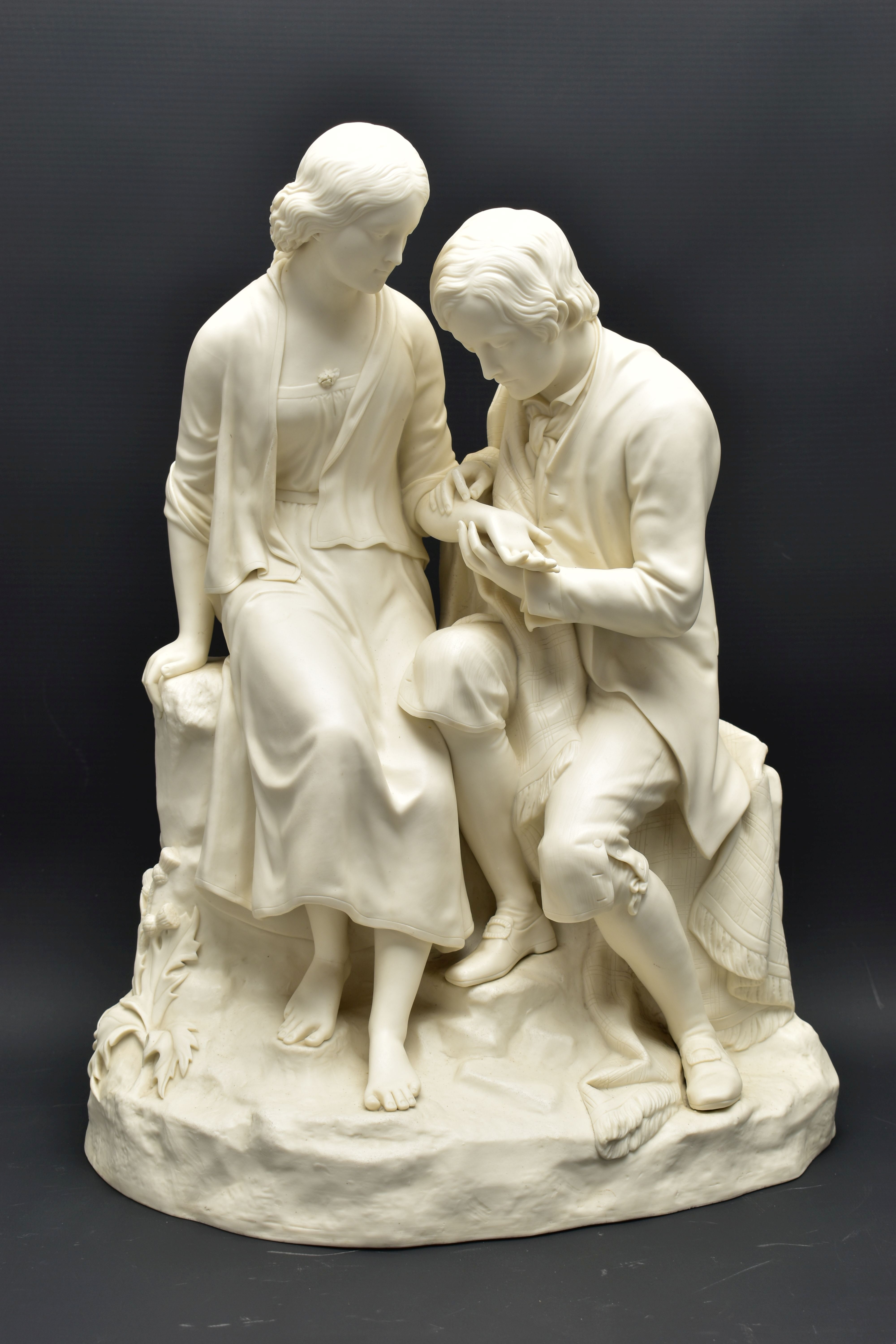 A 19TH CENTURY COPELAND PARIAN FIGURE GROUP OF BURNS AND HIGHLAND MARY, modelled as a couple