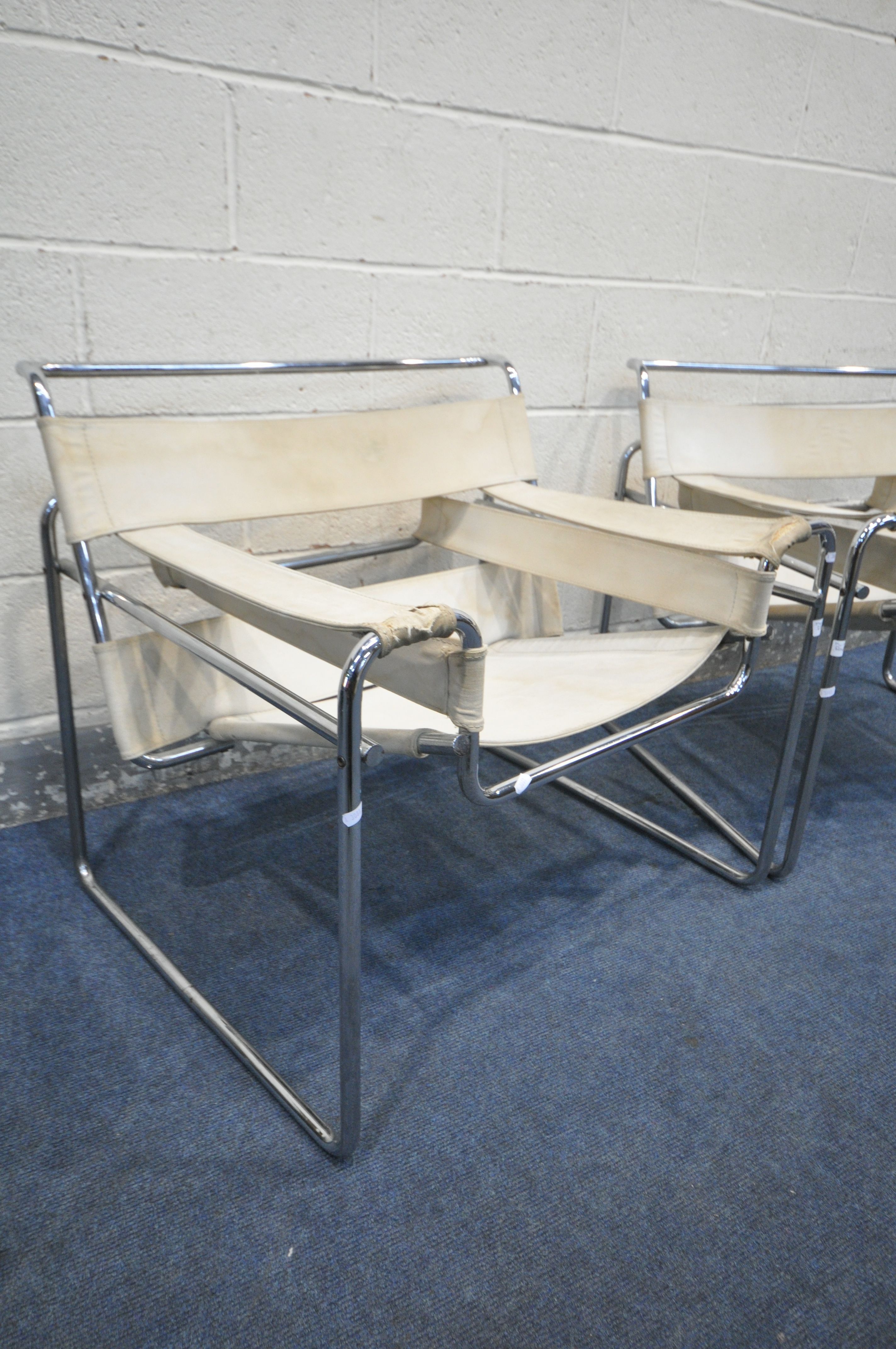 MARCEL BREUER BY GAVINA ITALY, A PAIR OF MID CENTURY B3 WASSILY CHAIRS, with a chrome and canvas - Image 2 of 9
